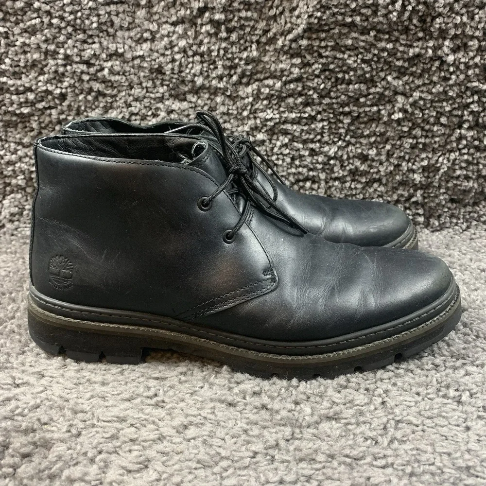 Timberland Port Union Chukka Boots Men's 9.5 Black Leather Waterproof Comfort